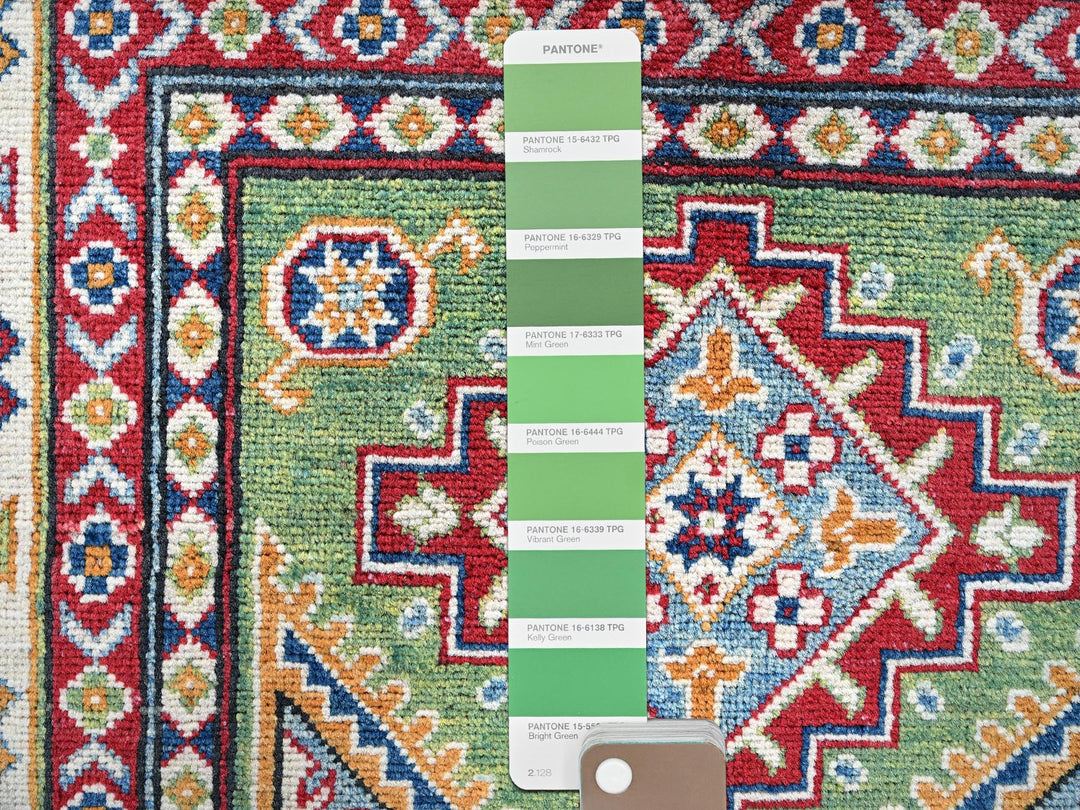 3'4" x 5'0" New Hand Knotted Green Wool Rectangle Oriental Rug - MOA102339