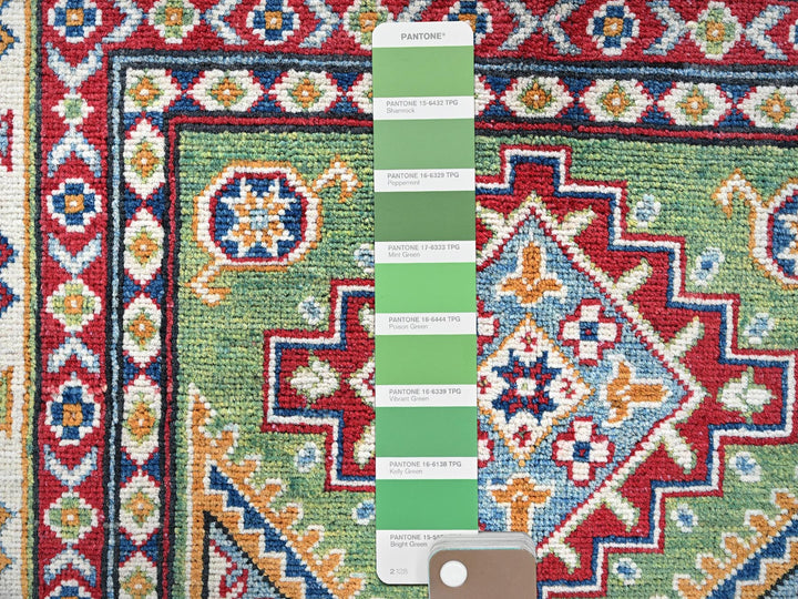 3'4" x 5'0" New Hand Knotted Green Wool Rectangle Oriental Rug - MOA102339