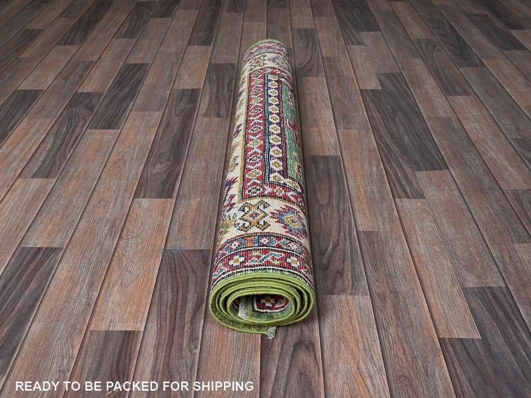 3'4" x 5'0" New Hand Knotted Green Wool Rectangle Oriental Rug - MOA102339