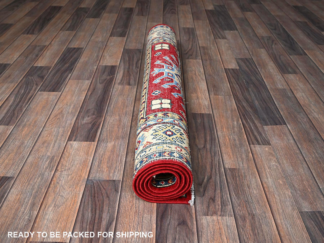 3'5" x 5'0" New Hand Knotted Red Wool Rectangle Oriental Rug - MOA102340