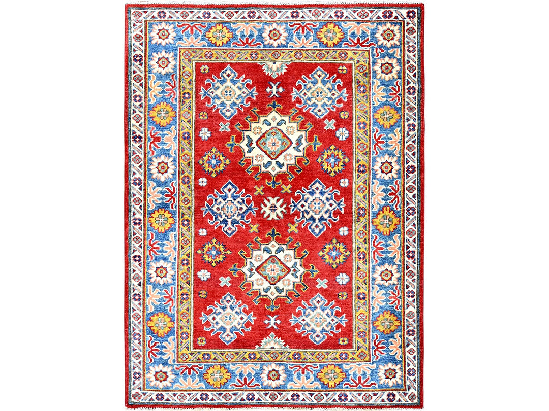 3'8" x 4'10" New Hand Knotted Red Wool Rectangle Oriental Rug - MOA102341