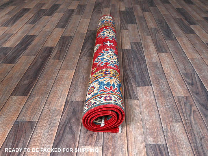 3'8" x 4'10" New Hand Knotted Red Wool Rectangle Oriental Rug - MOA102341