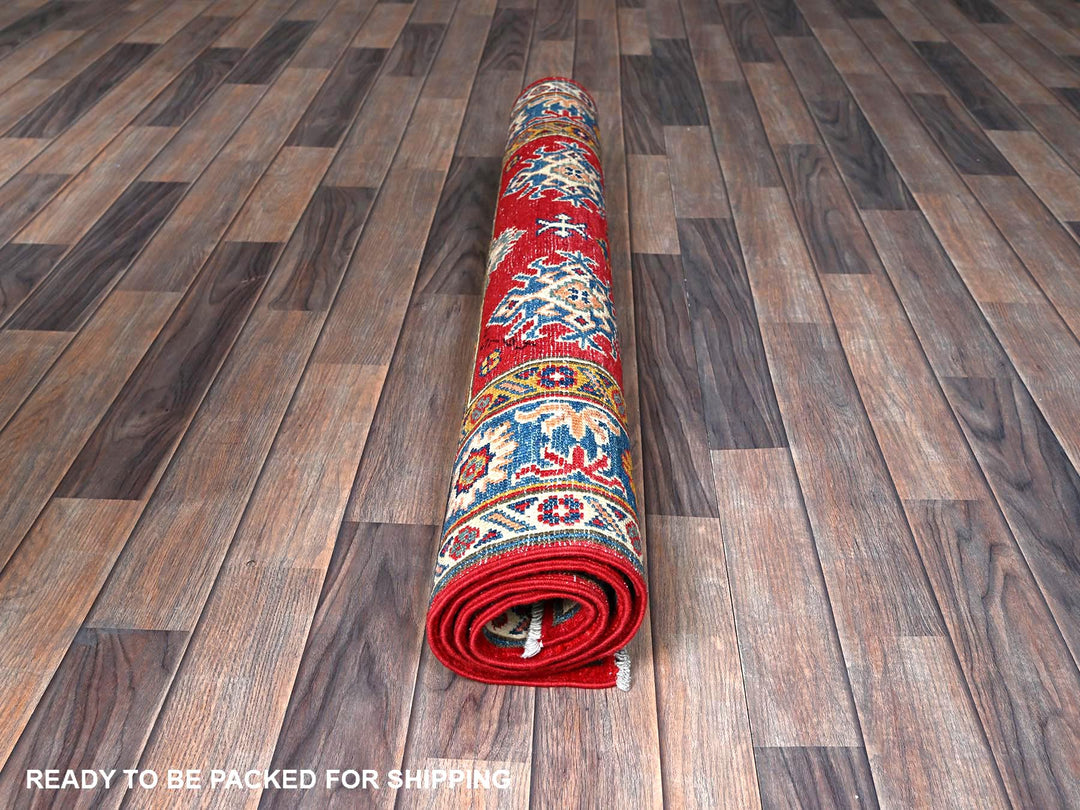 3'8" x 4'10" New Hand Knotted Red Wool Rectangle Oriental Rug - MOA102341