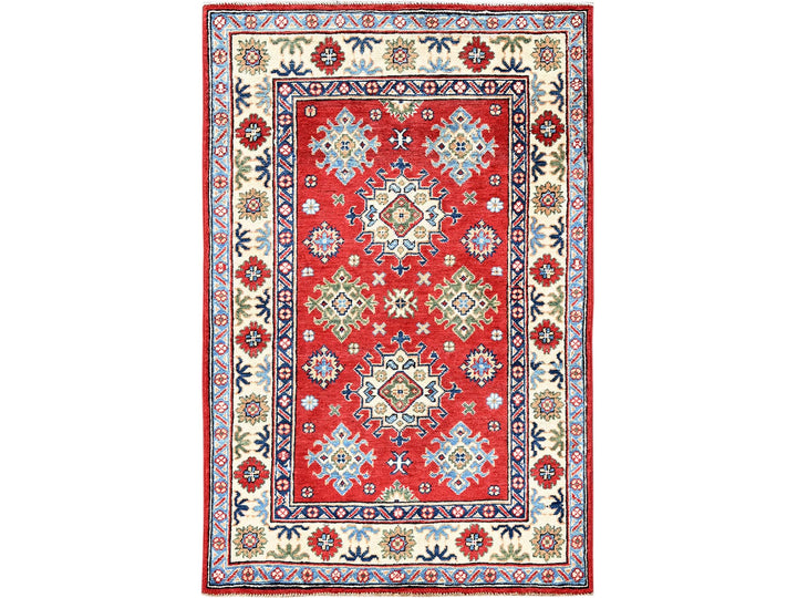 3'1" x 4'10" New Hand Knotted Red Wool Rectangle Oriental Rug - MOA102342