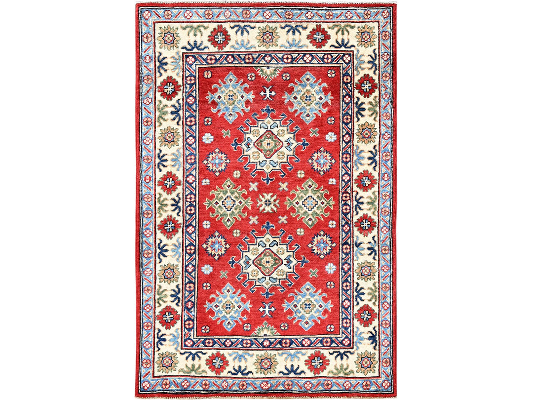 3'1" x 4'10" New Hand Knotted Red Wool Rectangle Oriental Rug - MOA102342