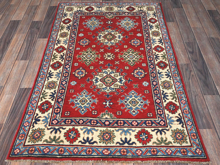 3'1" x 4'10" New Hand Knotted Red Wool Rectangle Oriental Rug - MOA102342