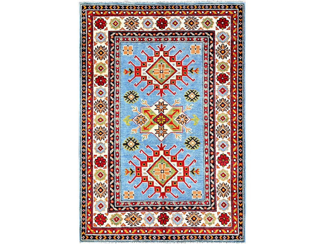 3'4" x 4'10" New Hand Knotted Blue Wool Rectangle Oriental Rug - MOA102344