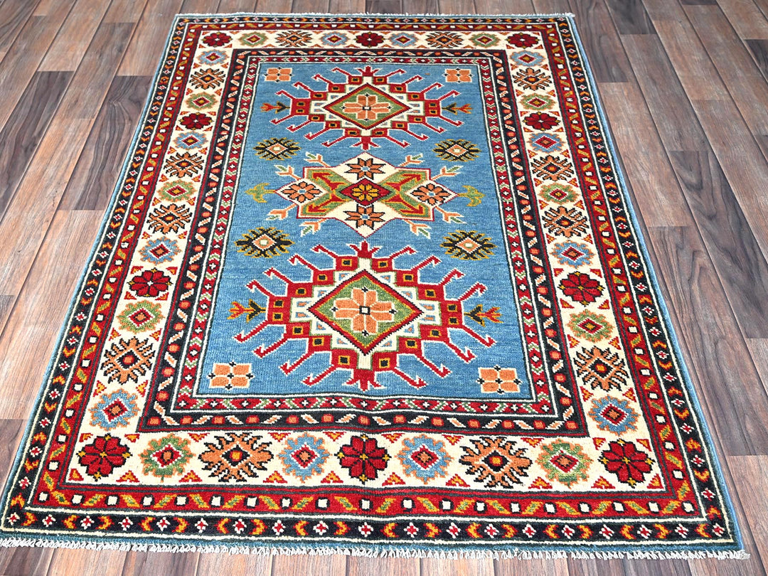 3'4" x 4'10" New Hand Knotted Blue Wool Rectangle Oriental Rug - MOA102344