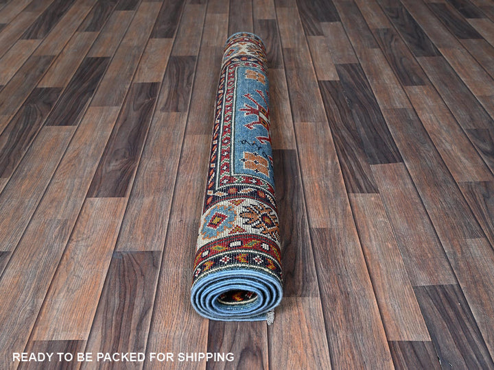 3'4" x 4'10" New Hand Knotted Blue Wool Rectangle Oriental Rug - MOA102344