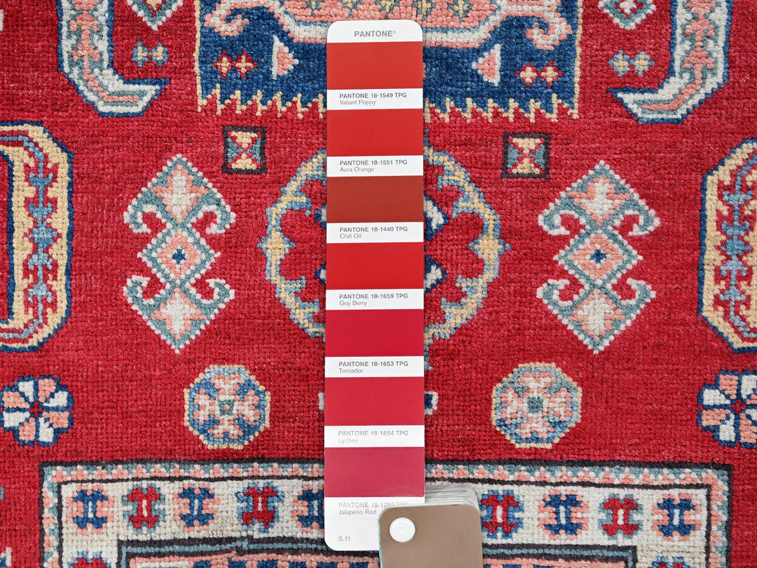 3'5" x 5'0" New Hand Knotted Red Wool Rectangle Oriental Rug - MOA102346