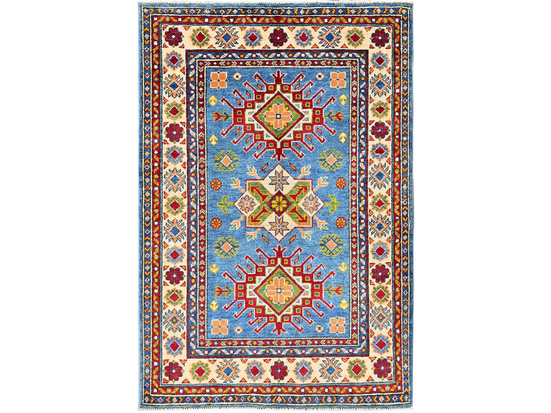 3'4" x 4'11" New Hand Knotted Blue Wool Rectangle Oriental Rug - MOA102347