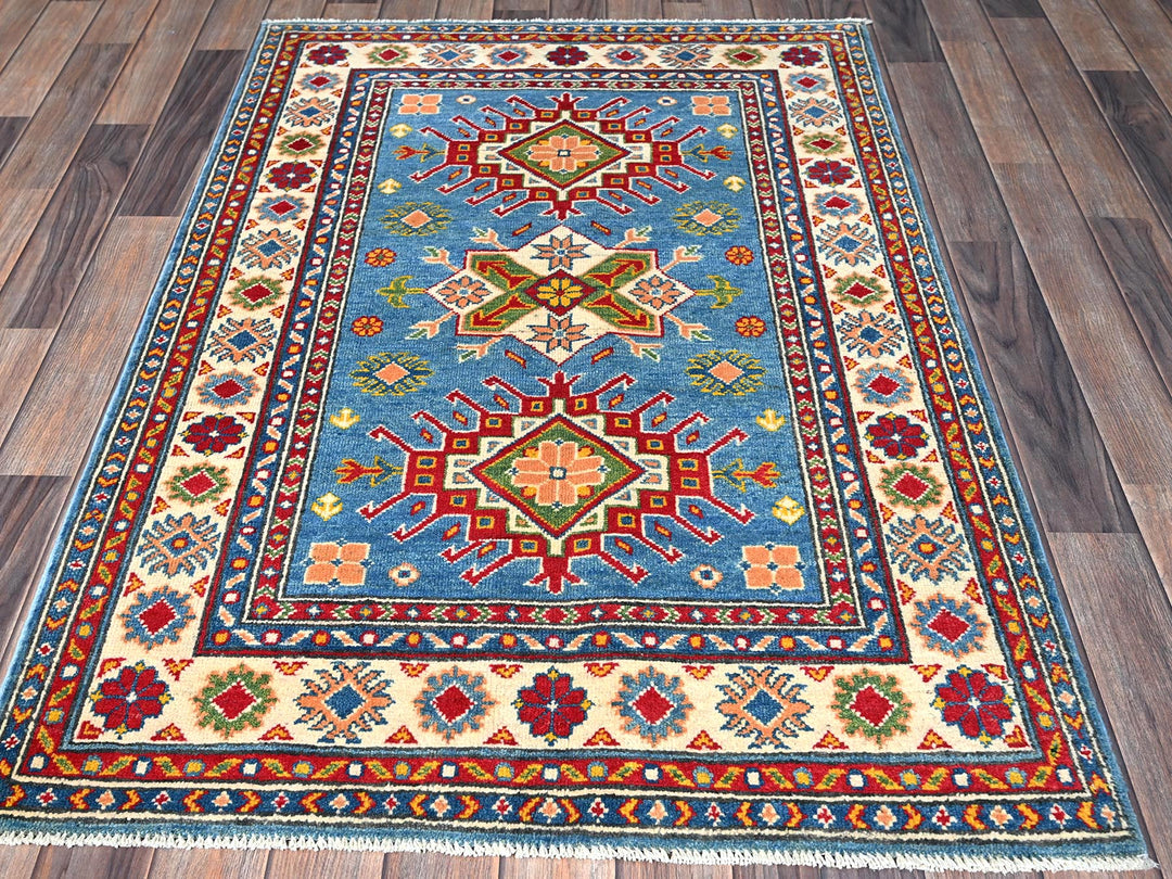 3'4" x 4'11" New Hand Knotted Blue Wool Rectangle Oriental Rug - MOA102347