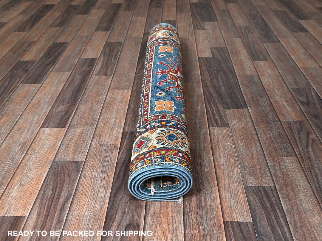 3'4" x 4'11" New Hand Knotted Blue Wool Rectangle Oriental Rug - MOA102347