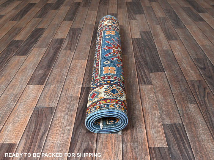 3'4" x 4'11" New Hand Knotted Blue Wool Rectangle Oriental Rug - MOA102347