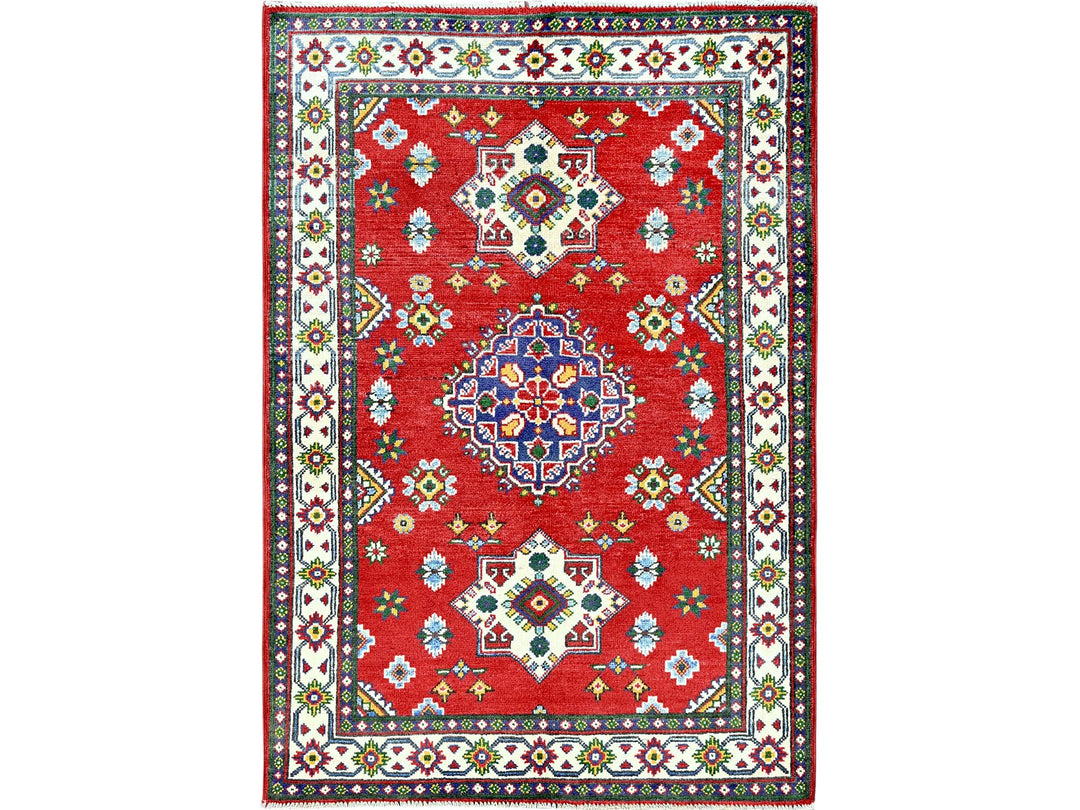 3'3" x 4'9" New Hand Knotted Red Wool Rectangle Oriental Rug - MOA102348