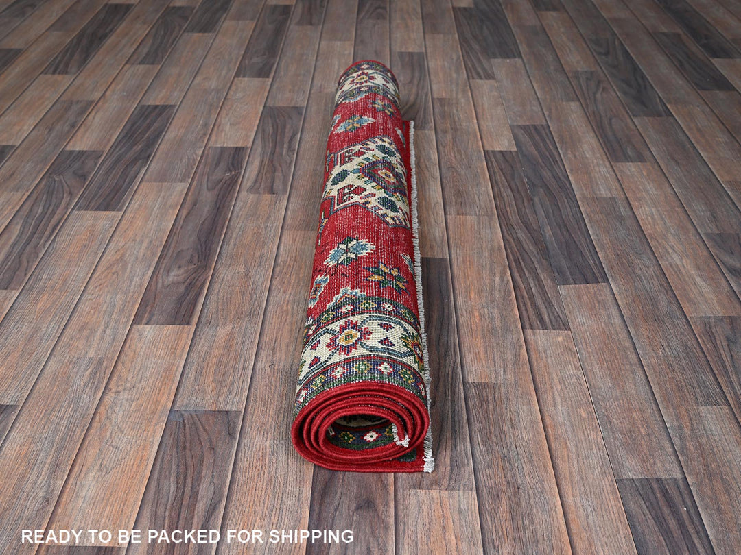 3'3" x 4'9" New Hand Knotted Red Wool Rectangle Oriental Rug - MOA102348