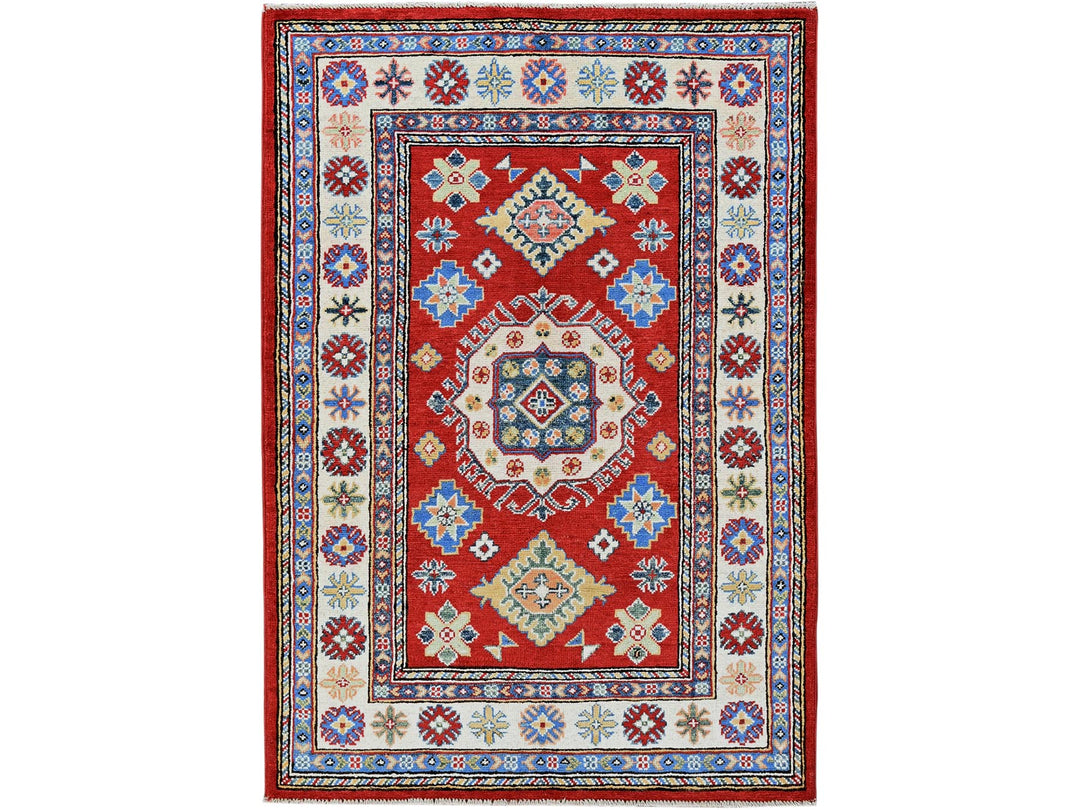 3'3" x 4'10" New Hand Knotted Red Wool Rectangle Oriental Rug - MOA102349