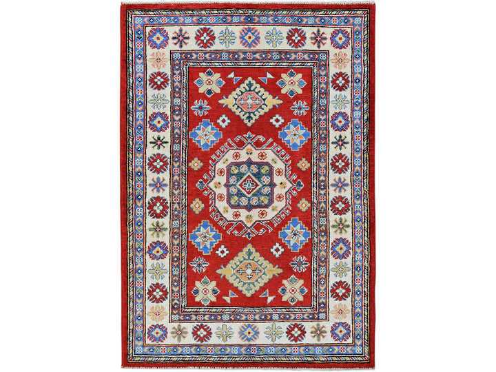 3'3" x 4'10" New Hand Knotted Red Wool Rectangle Oriental Rug - MOA102349