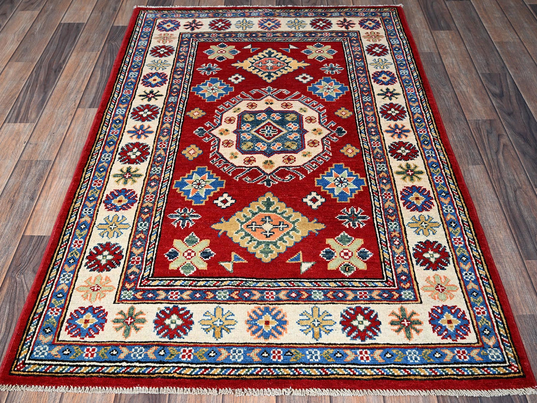 3'3" x 4'10" New Hand Knotted Red Wool Rectangle Oriental Rug - MOA102349