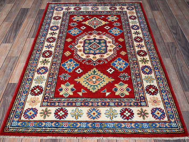 3'3" x 4'10" New Hand Knotted Red Wool Rectangle Oriental Rug - MOA102349