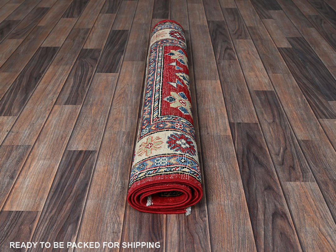 3'3" x 4'10" New Hand Knotted Red Wool Rectangle Oriental Rug - MOA102349