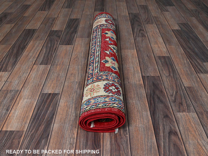 3'3" x 4'10" New Hand Knotted Red Wool Rectangle Oriental Rug - MOA102349