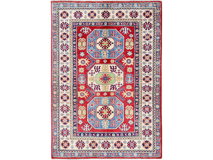 4'0" x 5'8" New Hand Knotted Red Wool Rectangle Oriental Rug - MOA102354