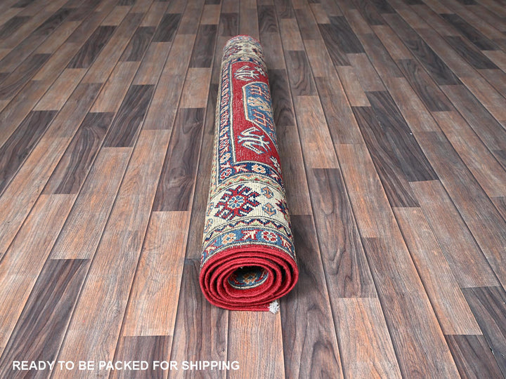 4'0" x 5'8" New Hand Knotted Red Wool Rectangle Oriental Rug - MOA102354