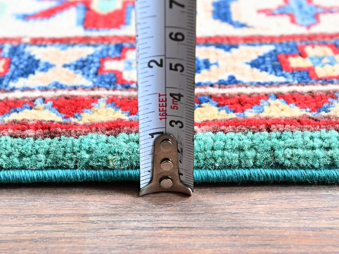 3'11" x 5'10" New Hand Knotted Green Wool Rectangle Oriental Rug - MOA102355