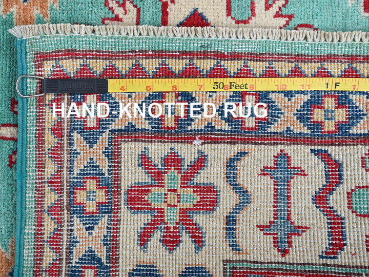 3'11" x 5'10" New Hand Knotted Green Wool Rectangle Oriental Rug - MOA102355
