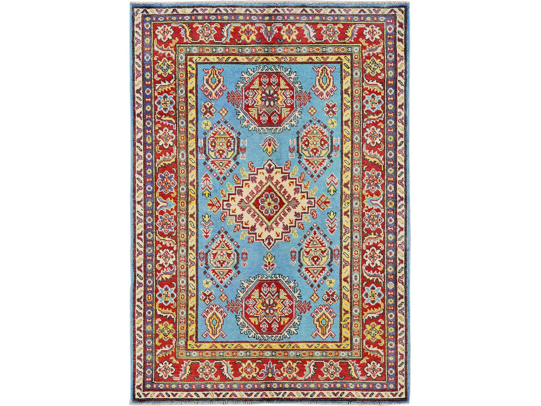 4'1" x 5'10" New Hand Knotted Blue Wool Rectangle Oriental Rug - MOA102356