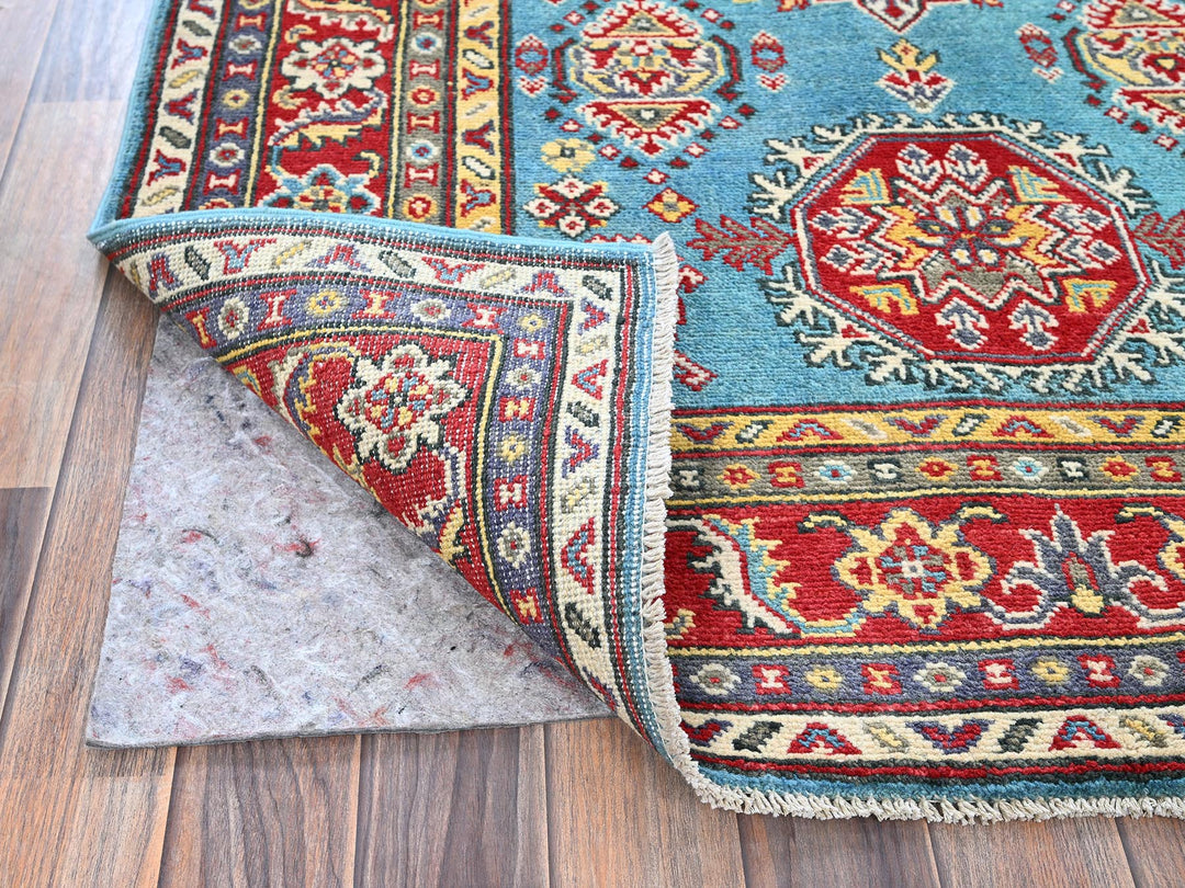 4'1" x 5'10" New Hand Knotted Blue Wool Rectangle Oriental Rug - MOA102356