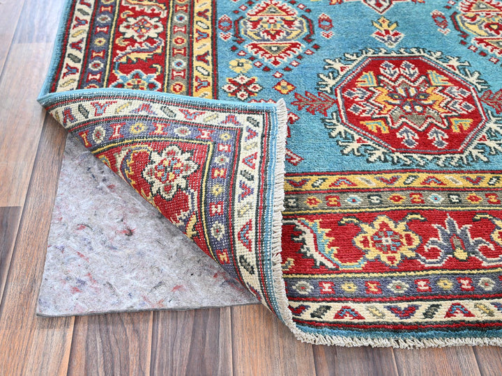 4'1" x 5'10" New Hand Knotted Blue Wool Rectangle Oriental Rug - MOA102356