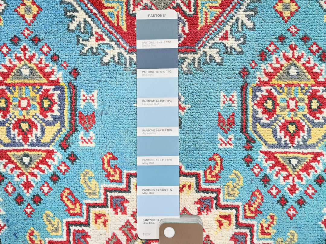 4'1" x 5'10" New Hand Knotted Blue Wool Rectangle Oriental Rug - MOA102356