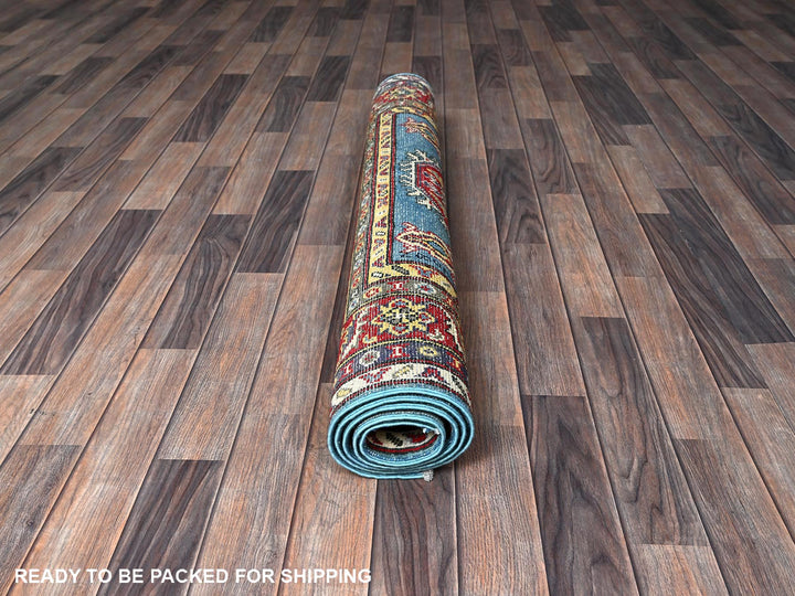 4'1" x 5'10" New Hand Knotted Blue Wool Rectangle Oriental Rug - MOA102356