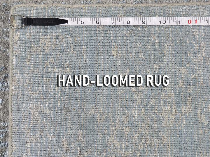 2'5" x 9'10" New Hand Loomed Grey Wool & Silk Runner Oriental Rug - MOA10245569