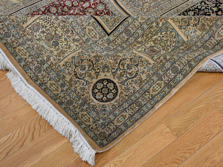 12'0" x 17'4" New Hand Knotted Beige Silk Rectangle Oriental Rug - MOA10246912