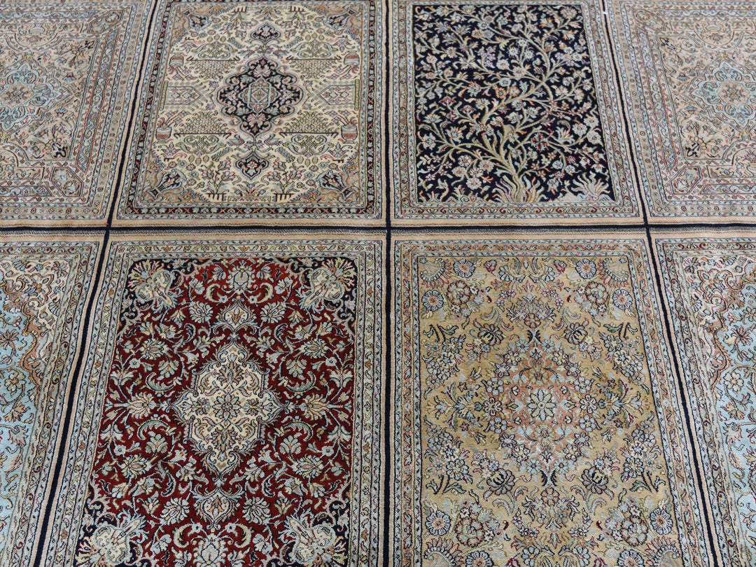 12'0" x 17'4" New Hand Knotted Beige Silk Rectangle Oriental Rug - MOA10246912