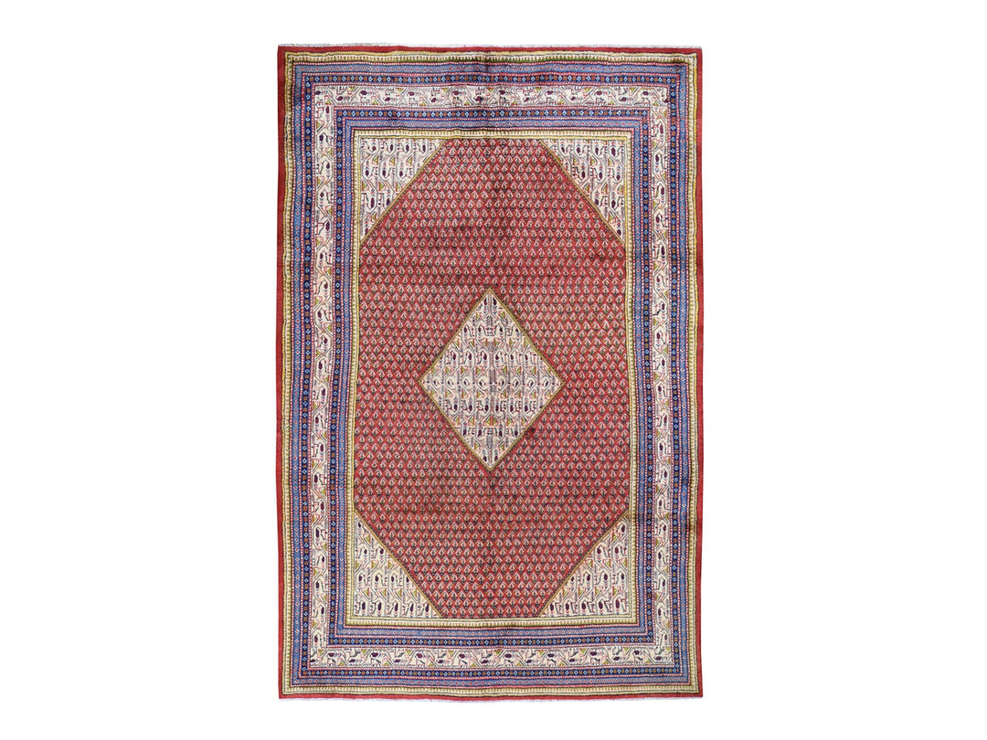 6'7" x 10'2" New Hand Knotted Red Wool Rectangle Oriental Rug - MOA10247424