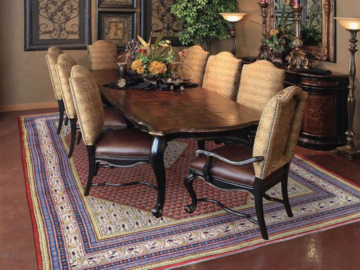 6'7" x 10'2" New Hand Knotted Red Wool Rectangle Oriental Rug - MOA10247424