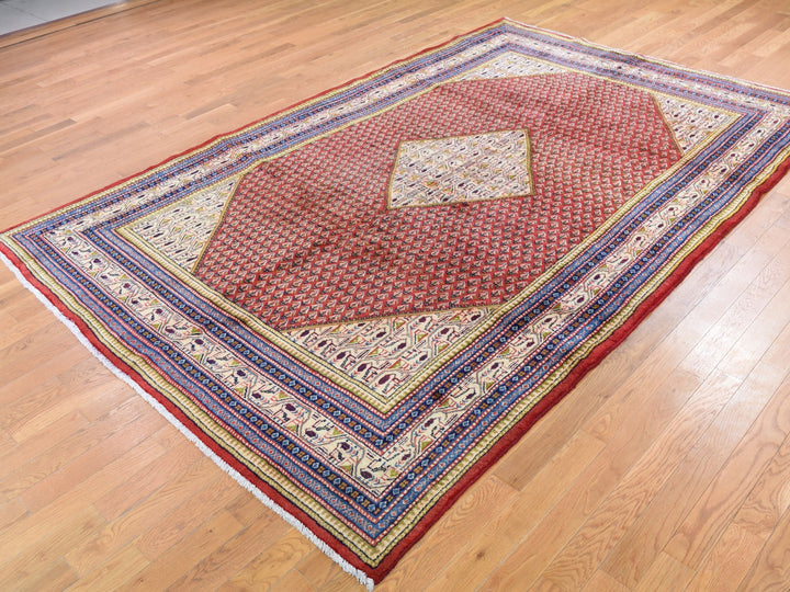 6'7" x 10'2" New Hand Knotted Red Wool Rectangle Oriental Rug - MOA10247424