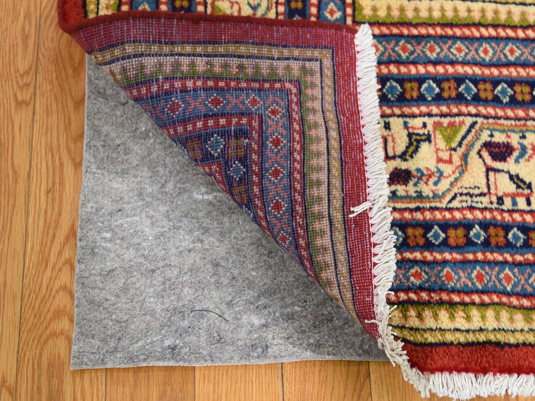 6'7" x 10'2" New Hand Knotted Red Wool Rectangle Oriental Rug - MOA10247424