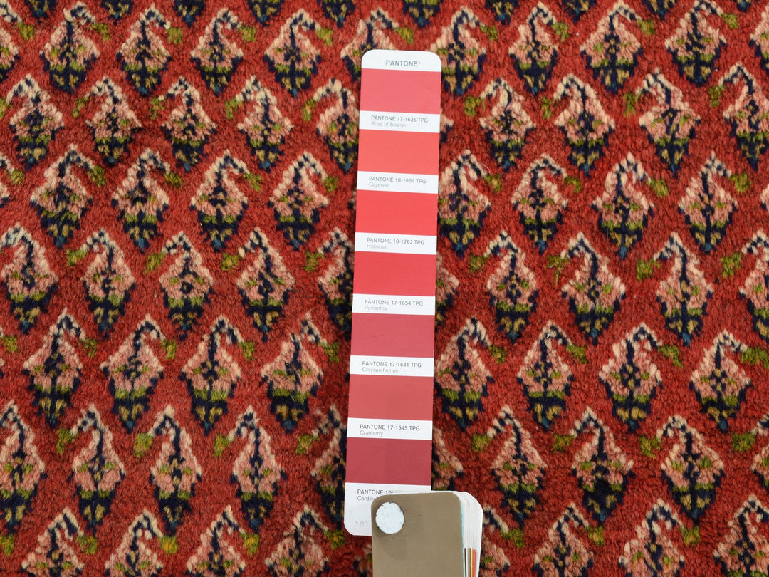 6'7" x 10'2" New Hand Knotted Red Wool Rectangle Oriental Rug - MOA10247424