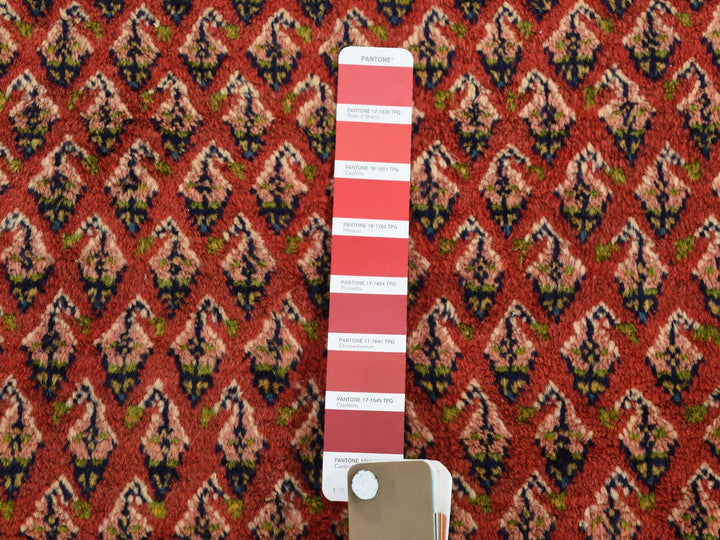 6'7" x 10'2" New Hand Knotted Red Wool Rectangle Oriental Rug - MOA10247424