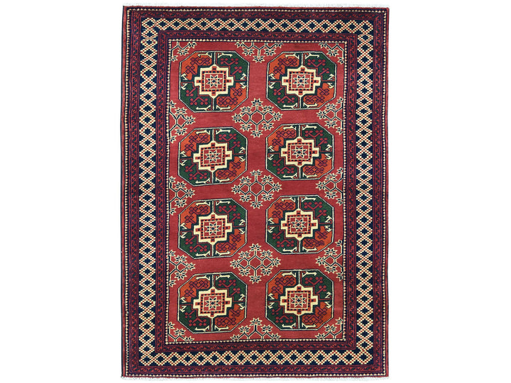 3'3" x 5'3" New Hand Knotted Red Wool Rectangle Oriental Rug - MOA10250440