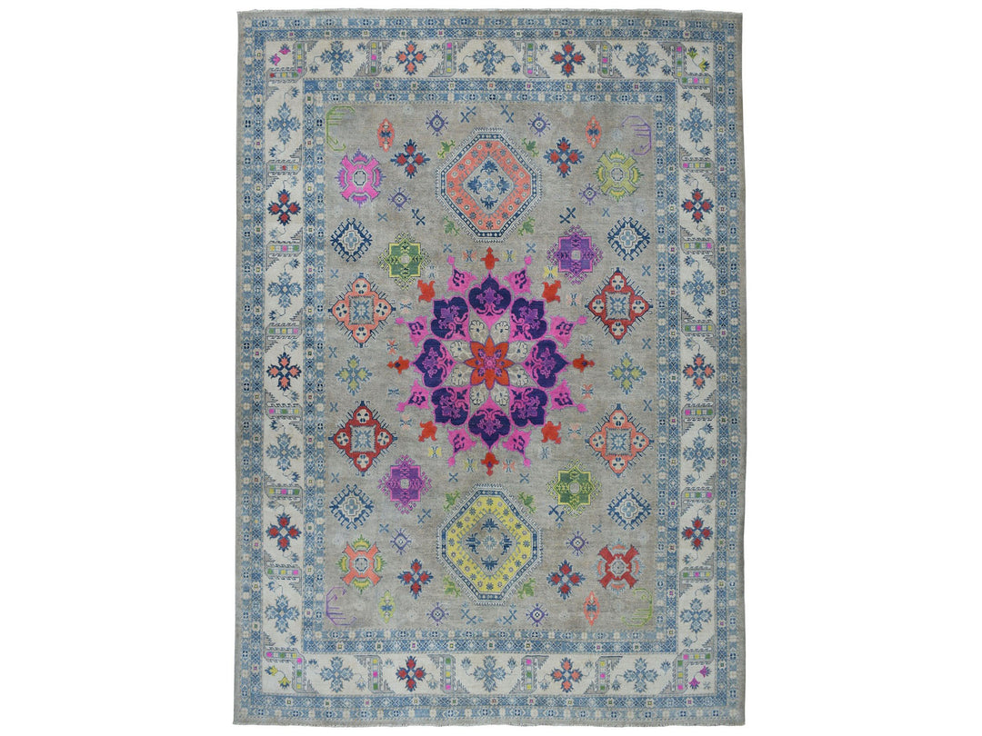 9'2" x 11'7" New Hand Knotted Grey Wool Rectangle Oriental Rug - MOA10250673