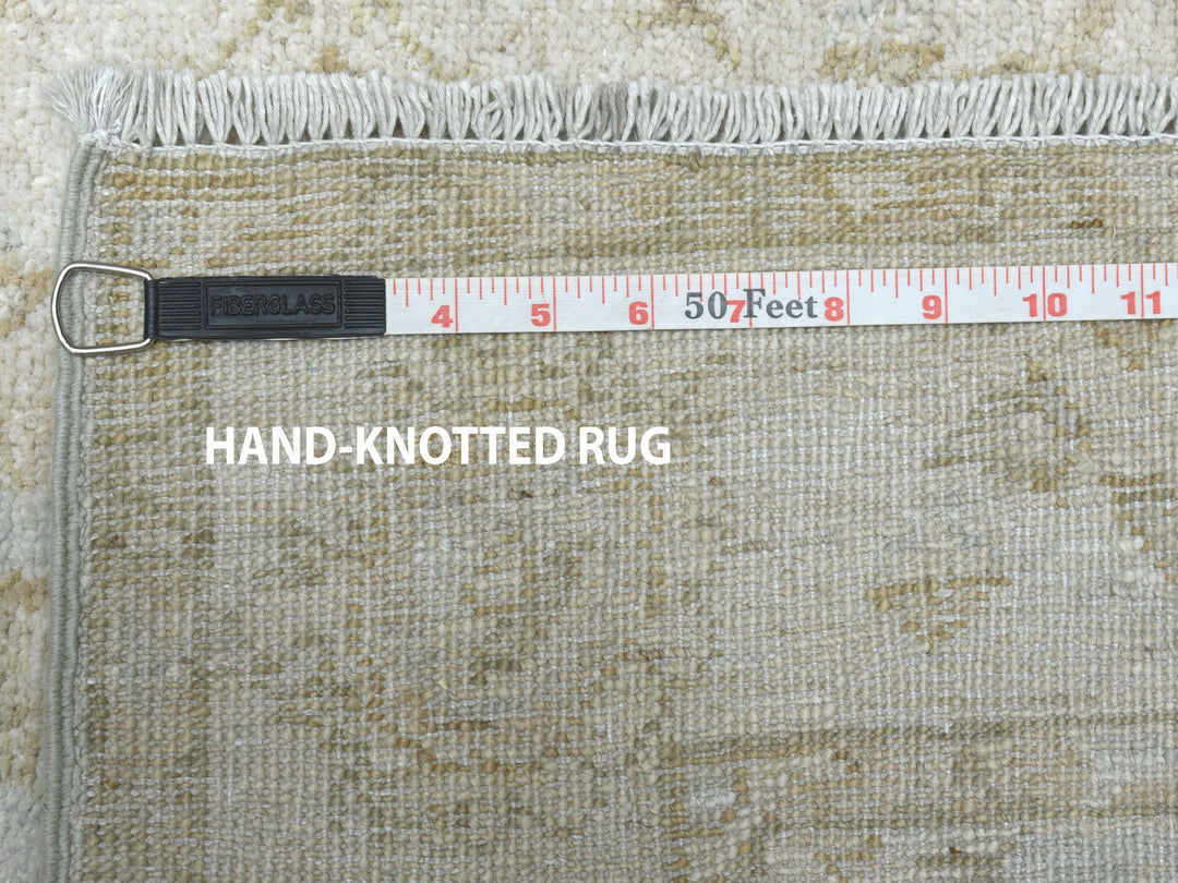 2'8" x 15'9" New Hand Knotted Grey Wool Runner Oriental Rug - MOA10250792