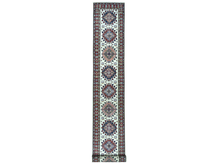 2'10" x 19'1" New Hand Knotted Ivory Wool Runner Oriental Rug - MOA10250822