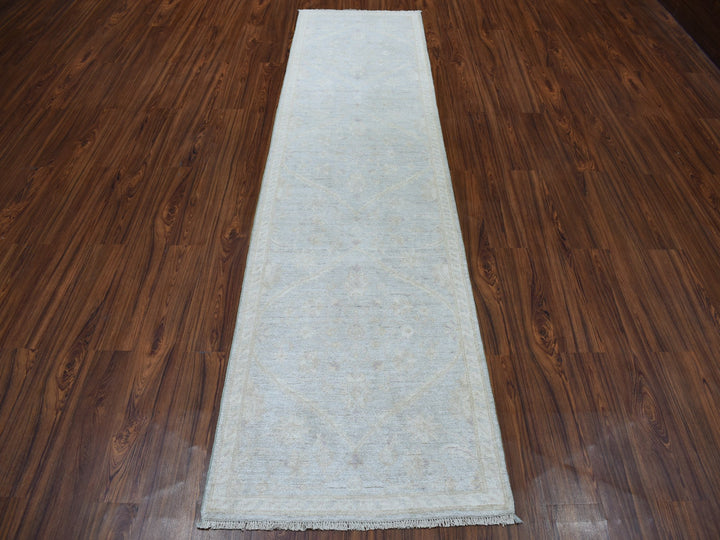 2'7" x 9'9" New Hand Knotted Grey Wool Runner Oriental Rug - MOA10251003