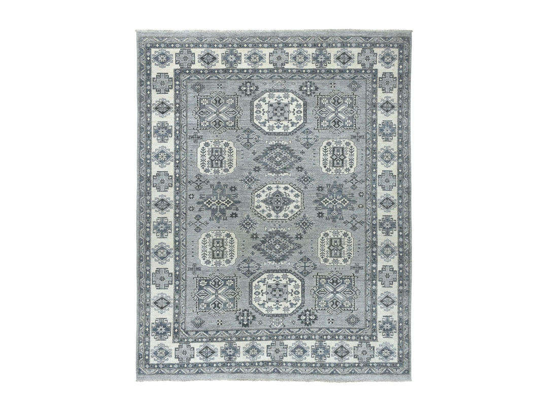 8'0" x 10'0" New Hand Knotted Grey Wool Rectangle Oriental Rug - MOA10251220